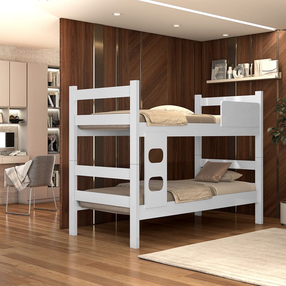 Beliche Branca Infantil Madeira Design Moderno Desmontável