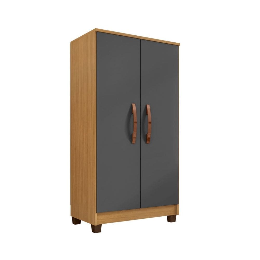 Armário Multiuso 2 Portas Bistrol - Carvalho Americano - Grafite - ÉdeCasaMóveis