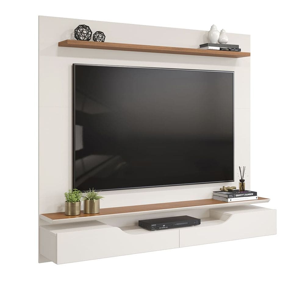 Painel de Tv Rack Suspenso Até 60 Polegadas 2 portas Turim Off White - Freijó - ÉdeCasaMóveis
