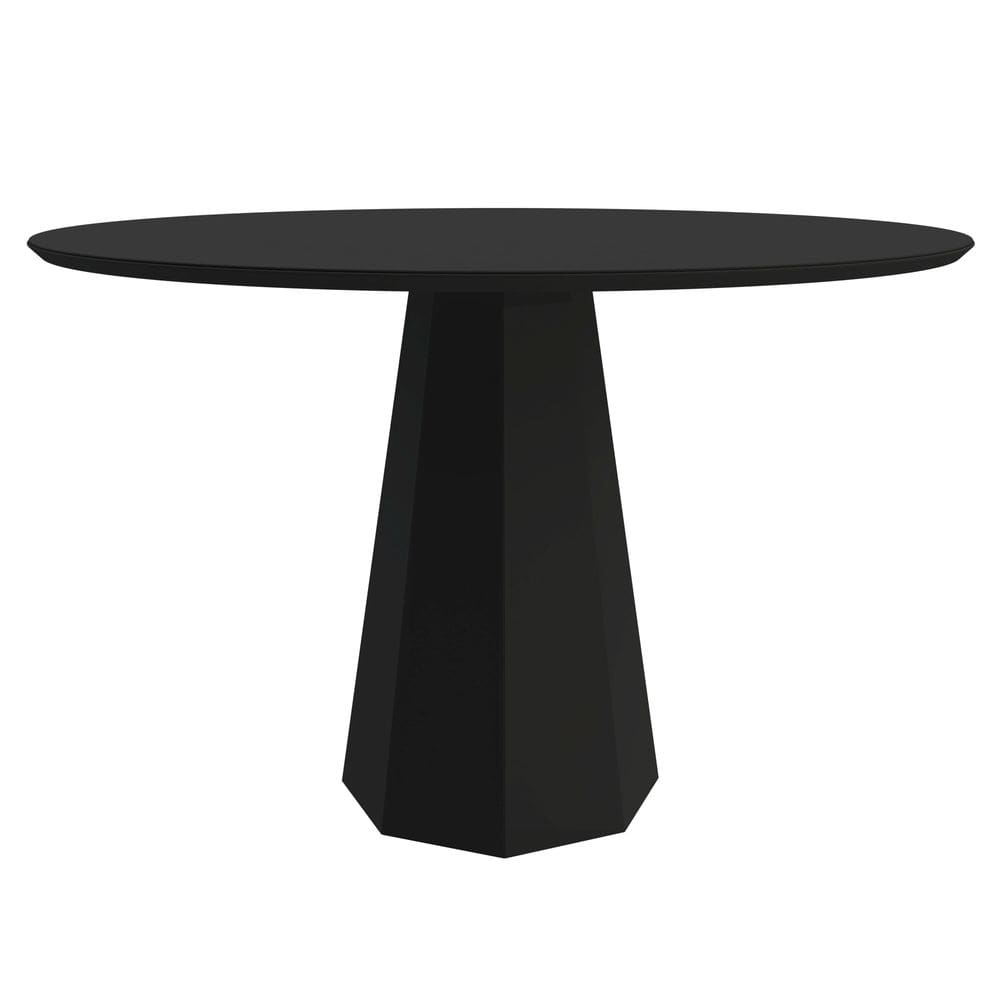 Mesa Redonda 4 lugares Com Vidro de 135cm Sem Cadeiras Chelle Preto - Preto - ÉdeCasaMóveis