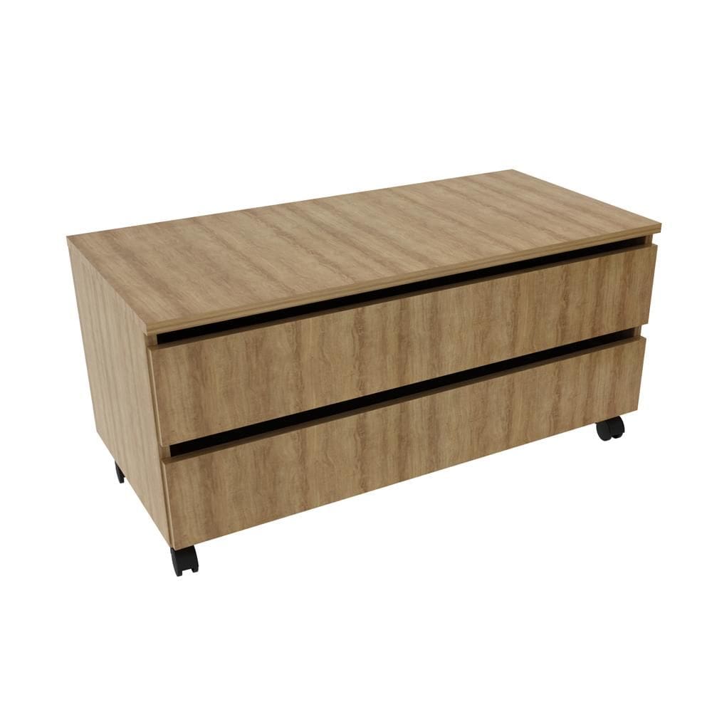 Balcão Gabinete para Banheiro 80cm com Rodízio e 2 Gavetas BN3603 Amêndoa - Tecno
