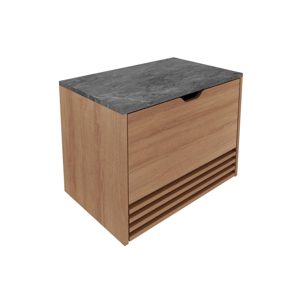 Balcão Gabinete Suspenso 60cm com 1 Porta e 1 Gaveta BN3613 Amêndoa/Mármore Lunar - Tecno