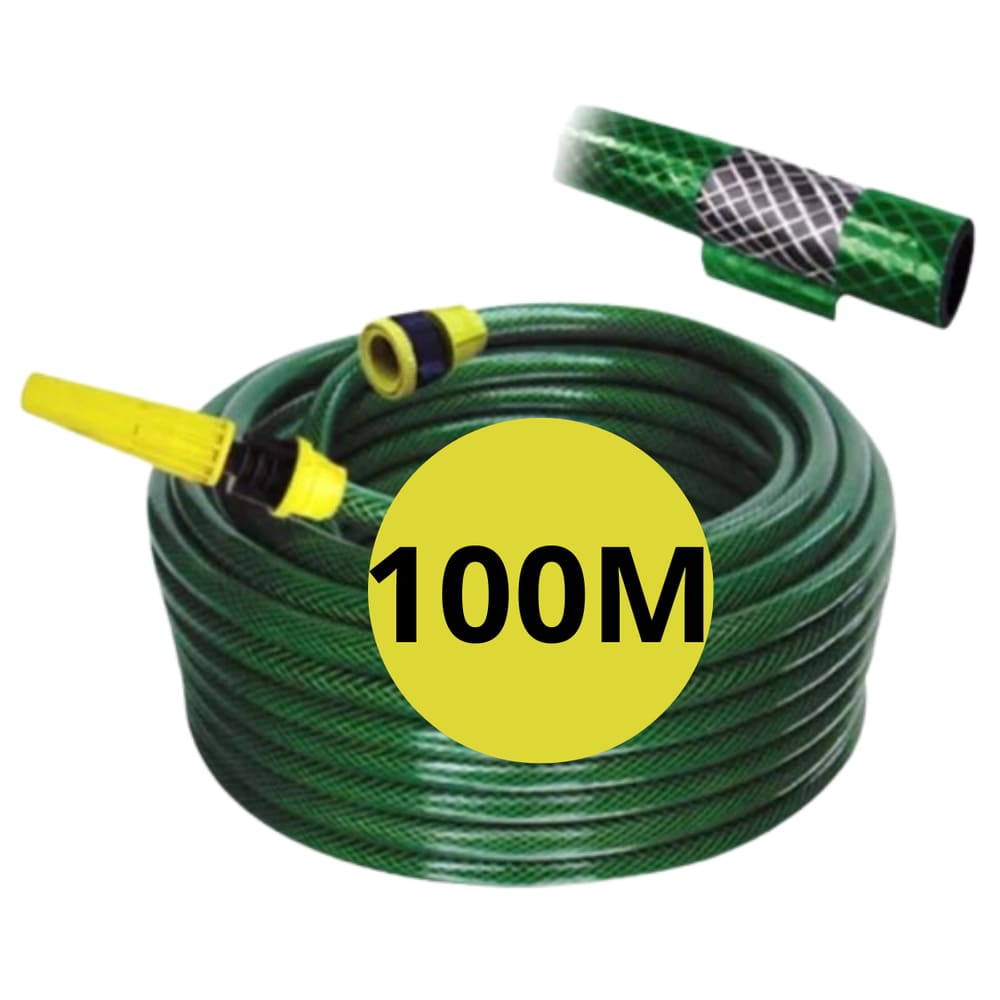 Mangueira De Jardim 100 Metros Reforçada Pvc Trançada 7/16 Antitorçao Hiperplast