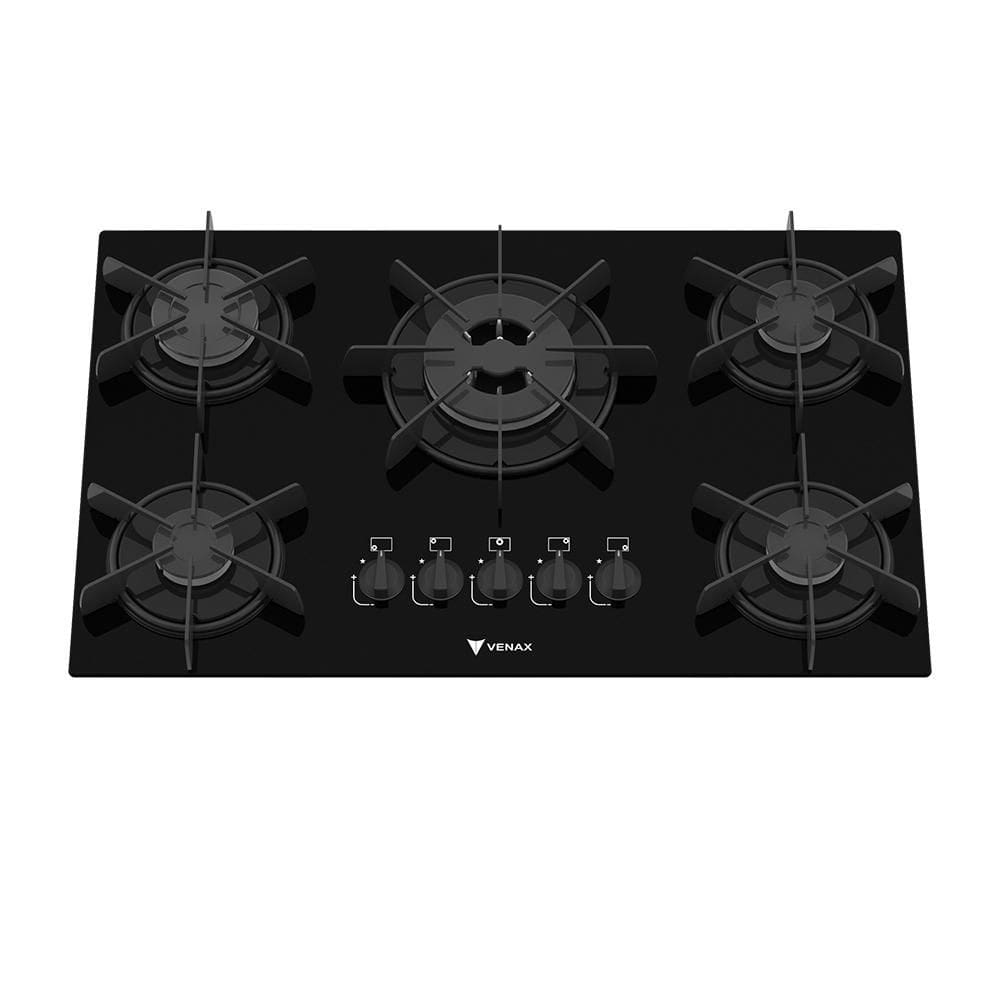 Cooktop a Gas 5 Bocas Venax Arena Preto Preto