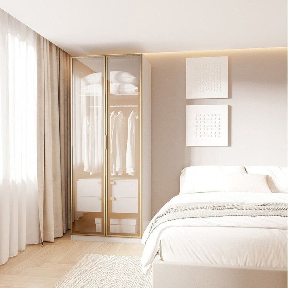 Guarda-roupa Modular 80cm com Portas Reflecta e Gaveteiro Jade Cabecasa Madeiramadeira Branco Fosco