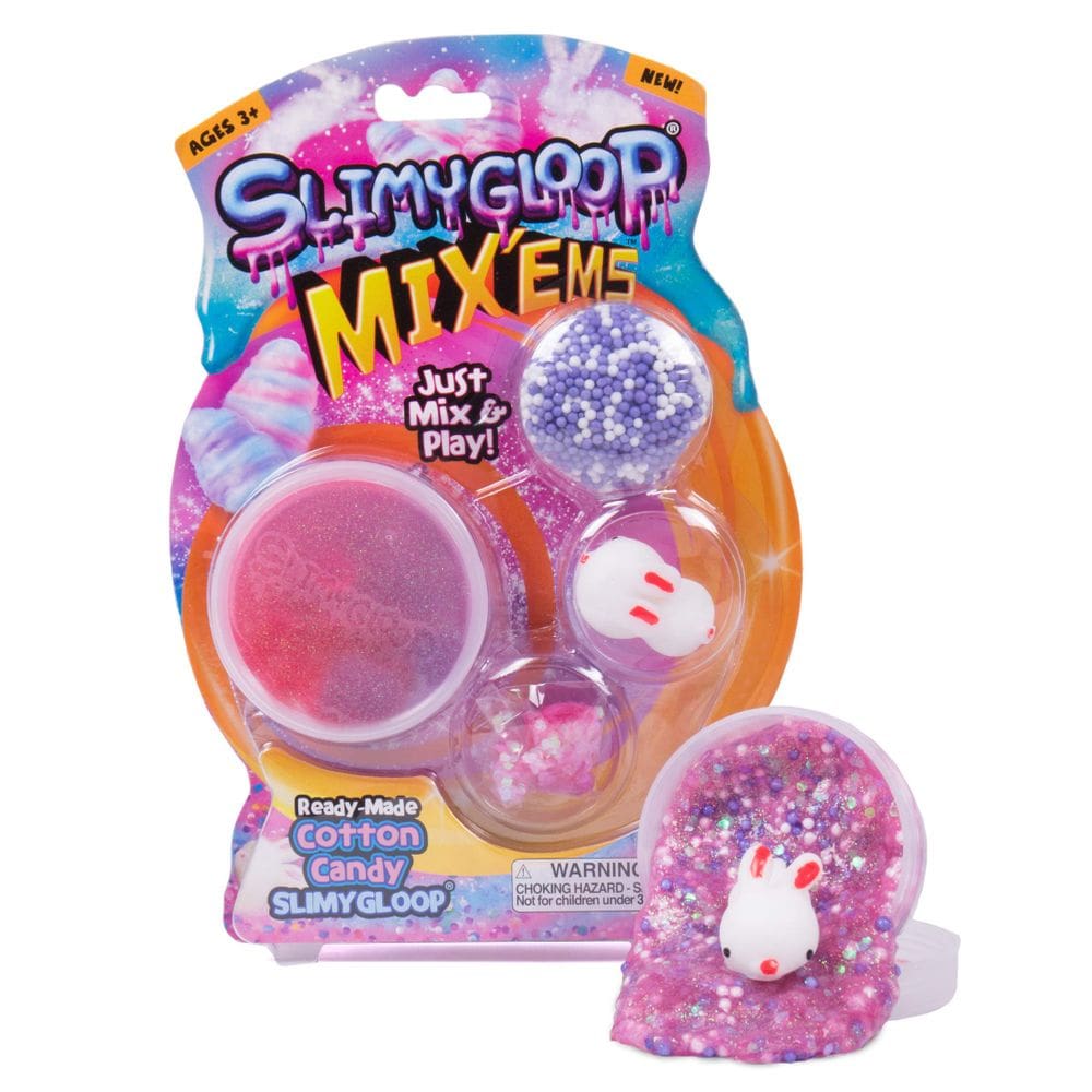 Kit Slime Slimygloop Mix`Ems de algodão doce com glitter e coelhinho