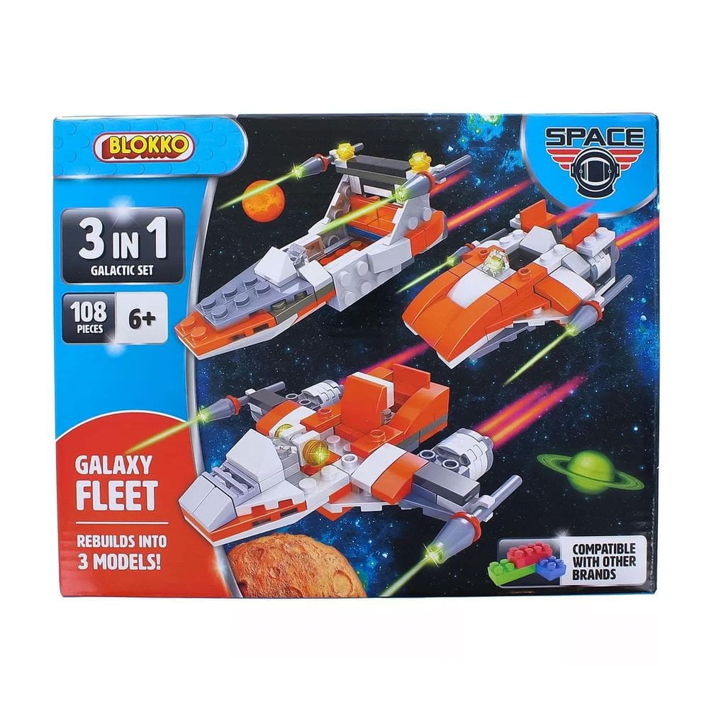Kit de construção Anker Play Blokko 3 em 1 Galaxy Fleet 108 peças