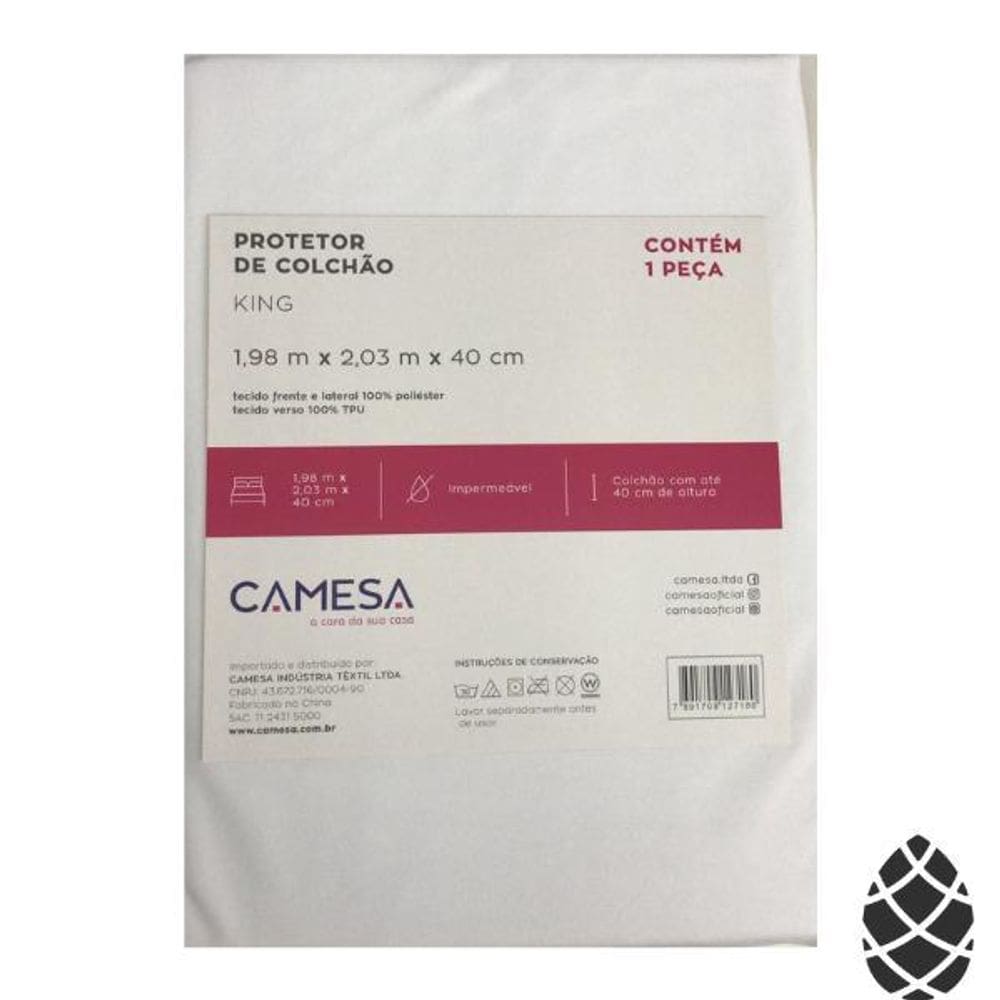Protetor Colchão King Camesa Malha Impermeável 198X203X40