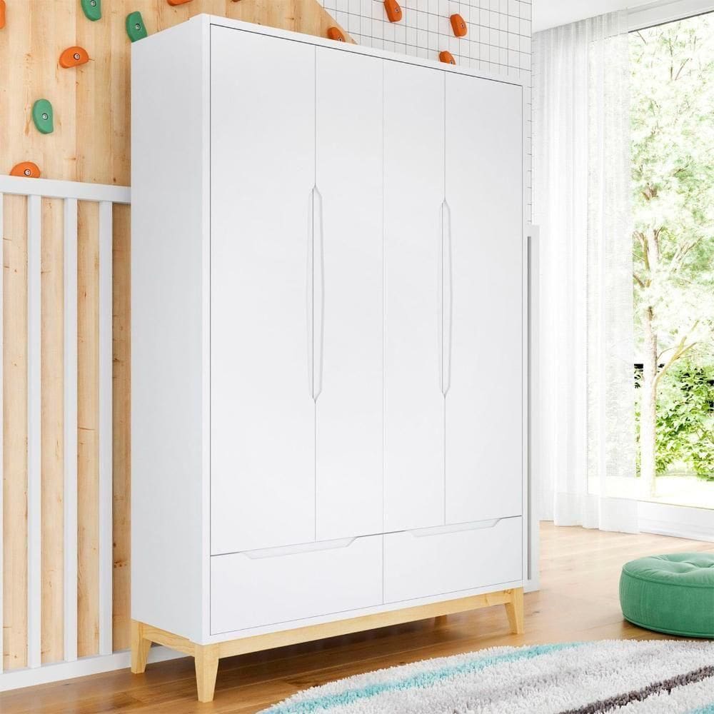 Guarda Roupa Infantil Com Gavetas Retro Amor Perfeito Branco