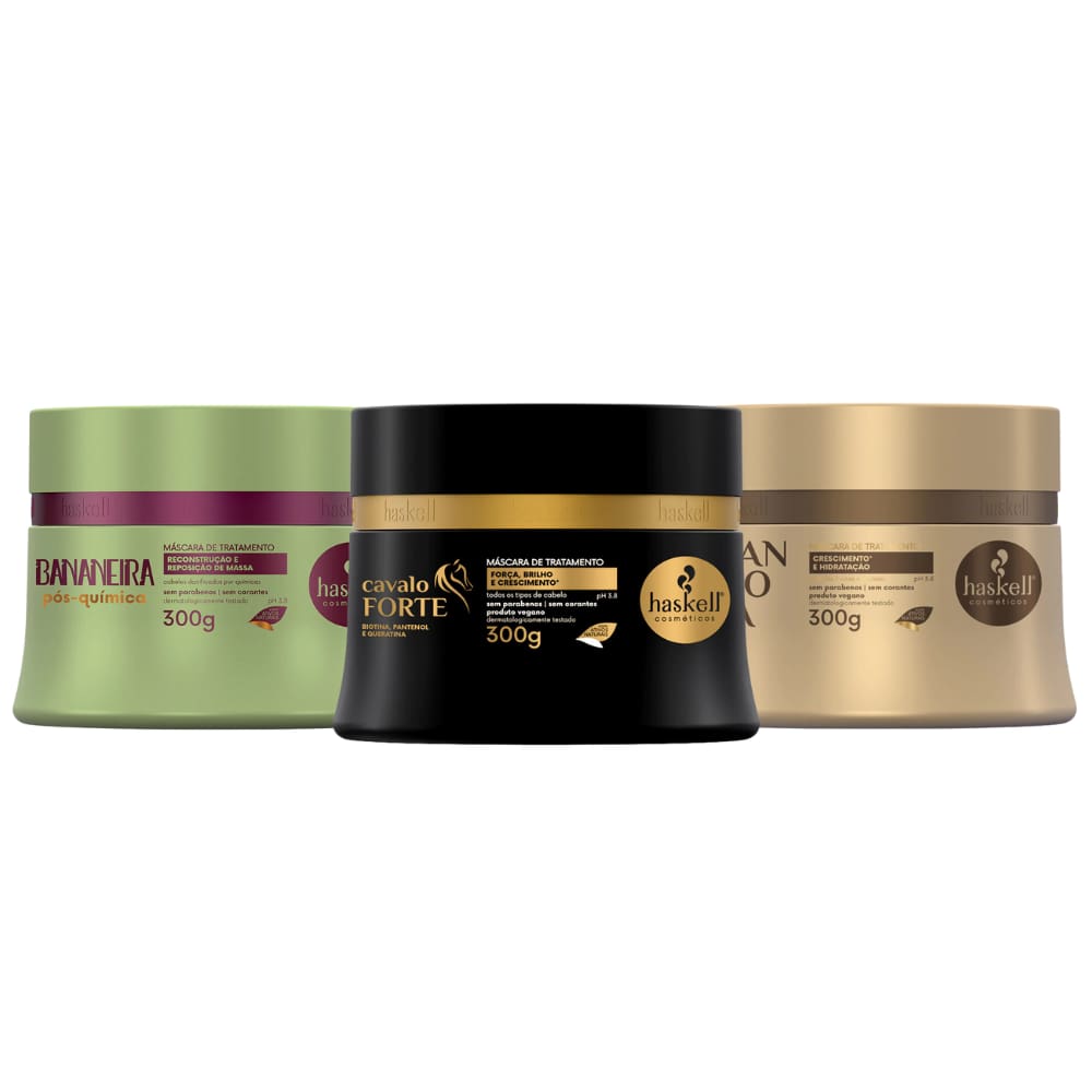 Kit Haskell Máscaras Mandioca + Cavalo Forte + Bananeira 300g