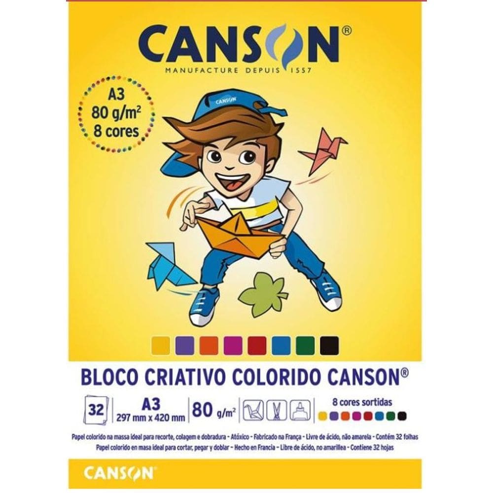 Papel Colorido Criativo A3 32F 80g/m² 8 cores – CANSON