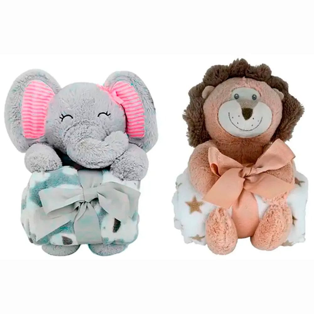 Manta com Pelúcia de Animais diverso DMB6745 - DM Toys