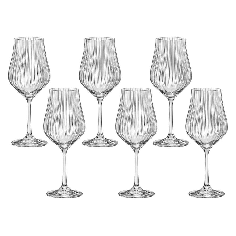 Jogo 6 Taças Cristal Vinho Branco 350 Ml Linha Tulipa Optic