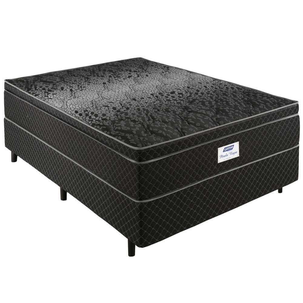 Cama Box de Casal Gazin Perola Negra altura de 71 cm largura de 138 cm Preto