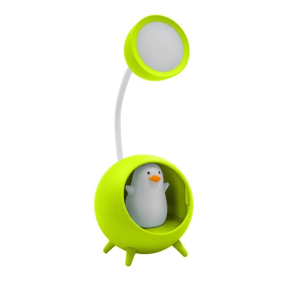 Luminaria De Mesa Decorativa Usb Portatil Articulavel Abajur Para Leitura Estudo Patinho Verde
