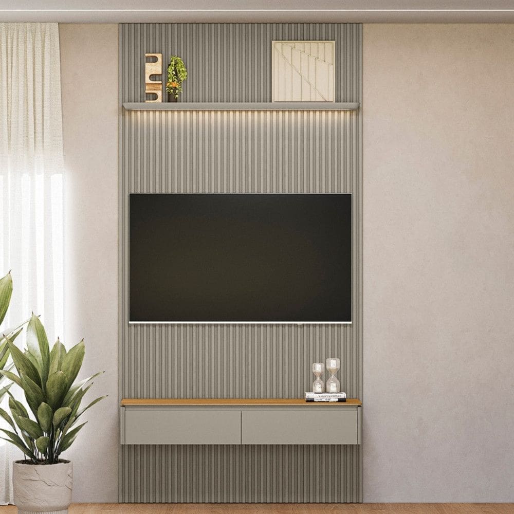 Painel Ripado para TV até 60 Polegadas com LED 2 Portas Modular 1.4 Linea Brasil