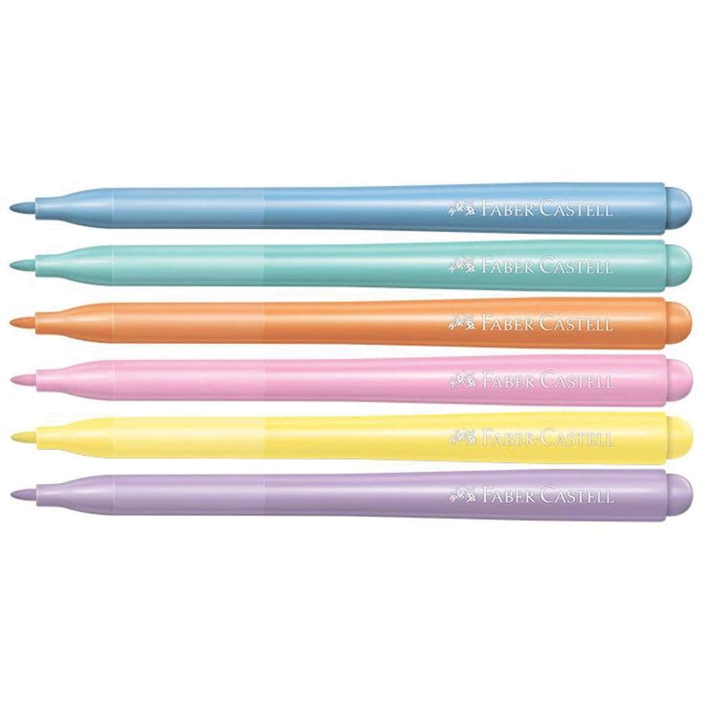 Caneta hidrografica Tons Pastel Vai E Vem 6 Cores Faber-Cast