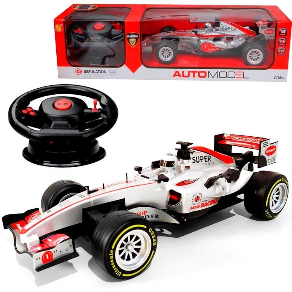 Brinquedo Carro F1 Controle Remoto Som E Luz Ferrari Mclaren Branco