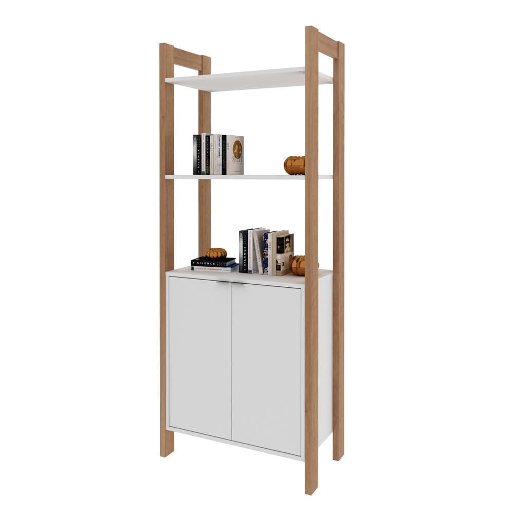 Armário Alto Multiuso com 2 Portas AZ 1009 Amêndoa/Branco - Tecno