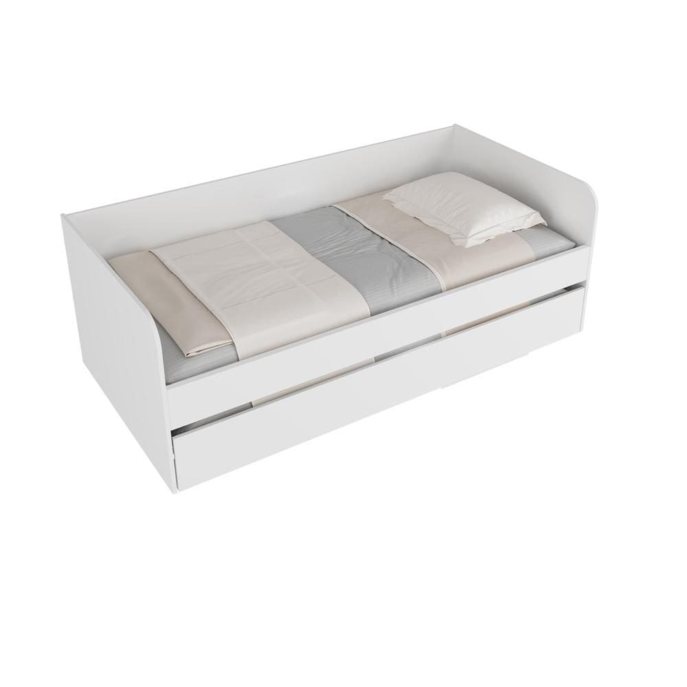 Bicama Solteiro Estilo Sofá com Auxiliar CM8032 Branco - Tecno