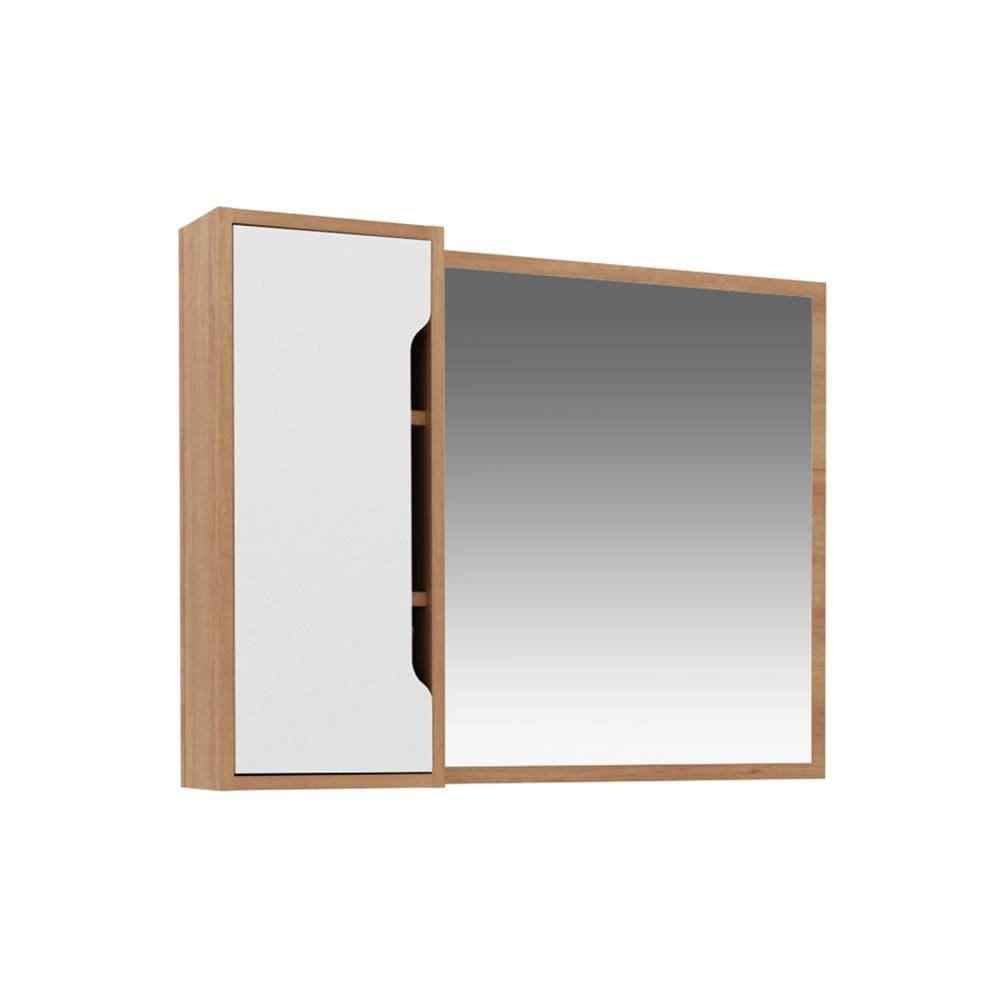 Espelheira para Banheiro BN3645 com 1 Porta 80x60cm Amêndoa/Branco - Tecno