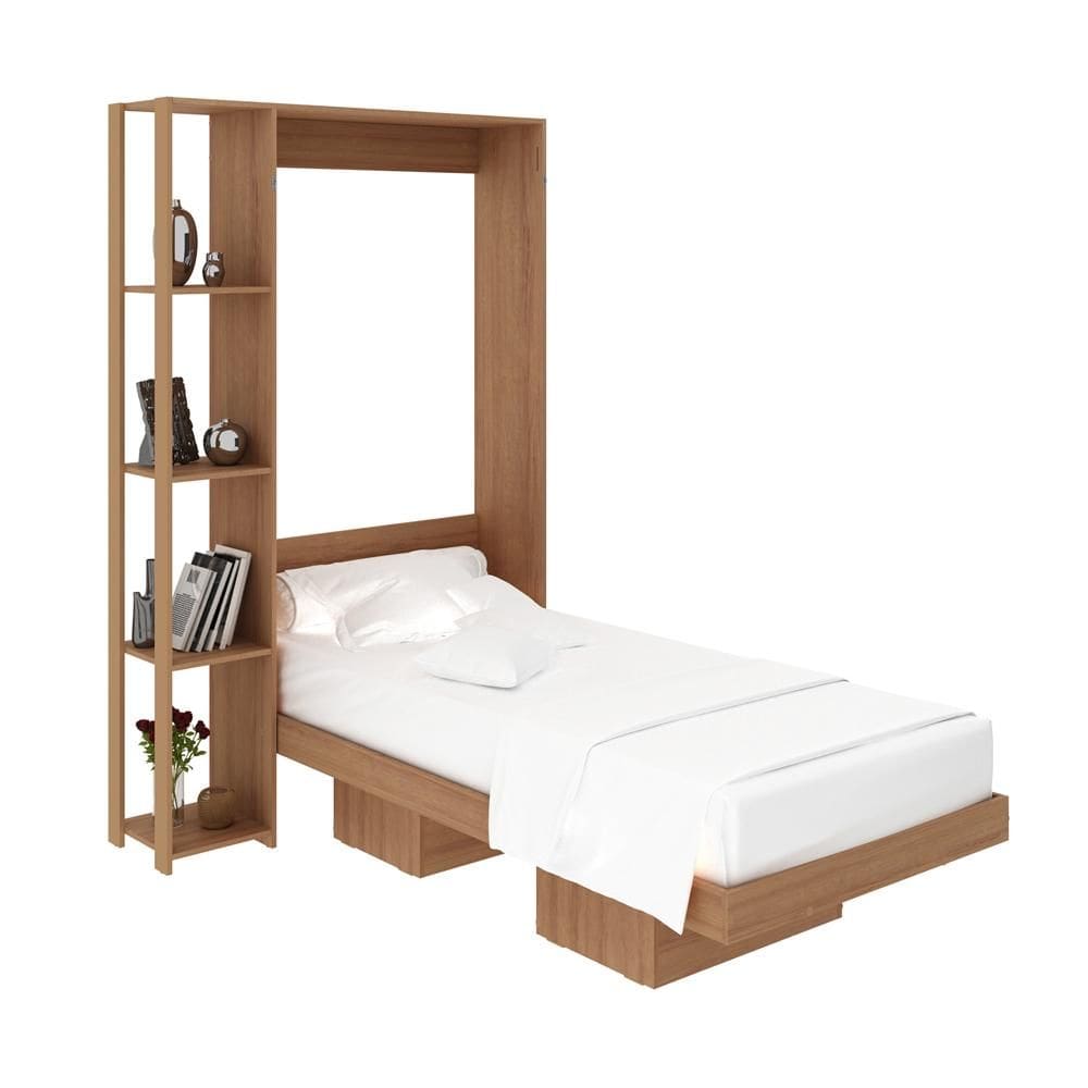 Cama Articulada de Solteiro com 4 Prateleiras e 2 Nichos CM8013 Amêndoa - Tecno