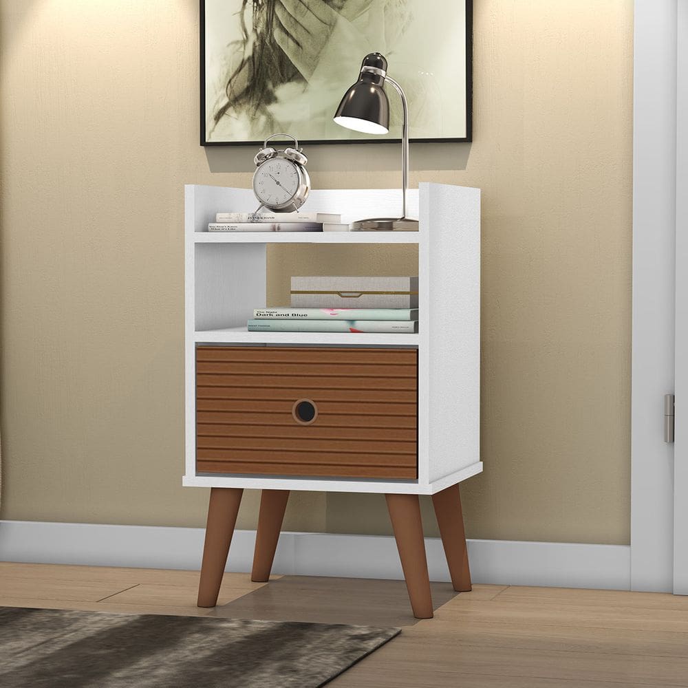 Mesa de Cabeceira com 1 Gaveta Branco