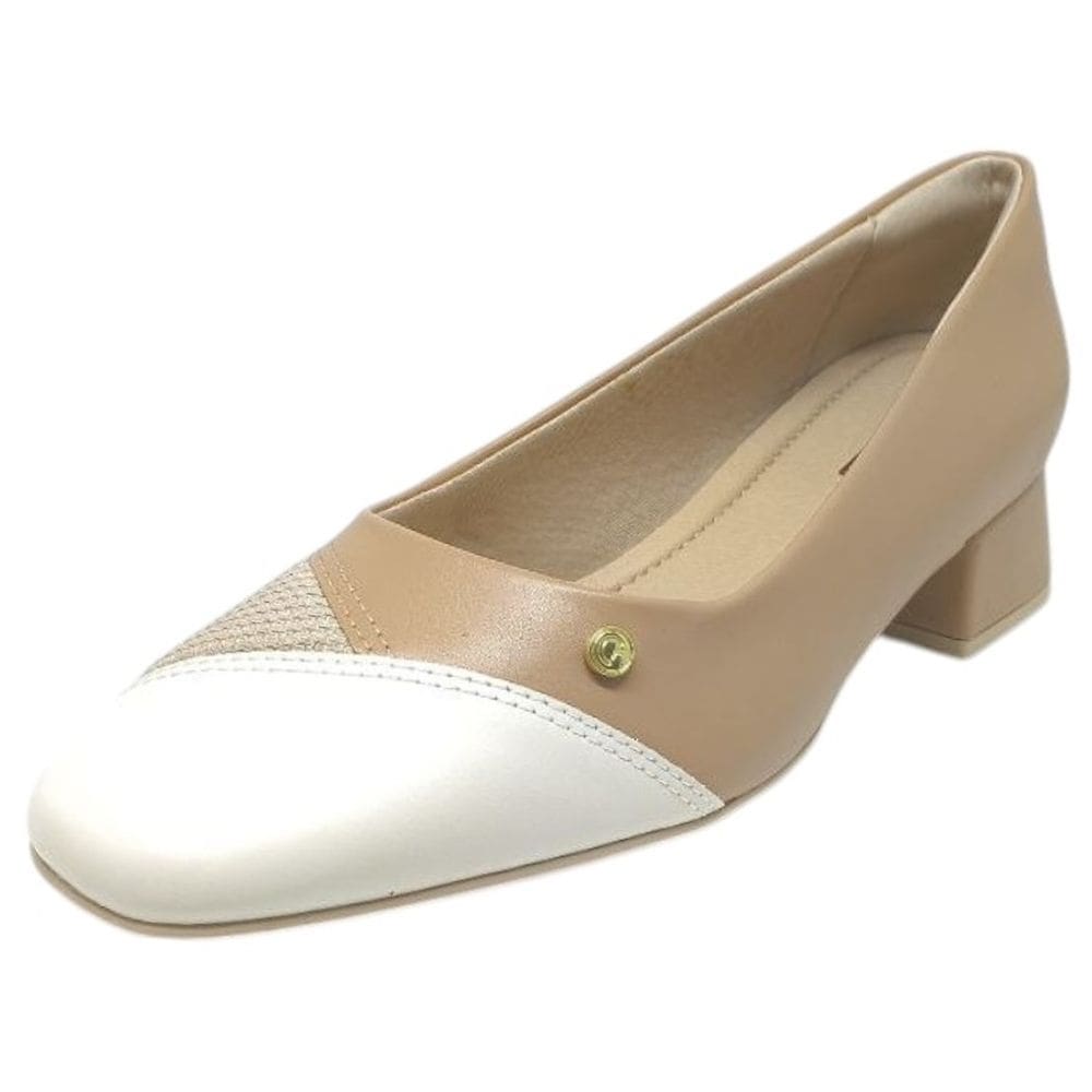 Sapato Feminino Salto Baixo Conforto Couro Comfortflex