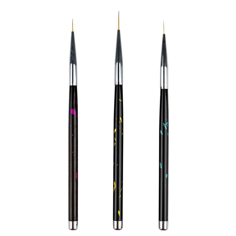 Kit 3 Pincéis Ultra Finos Nail Art Decoração De Unhas