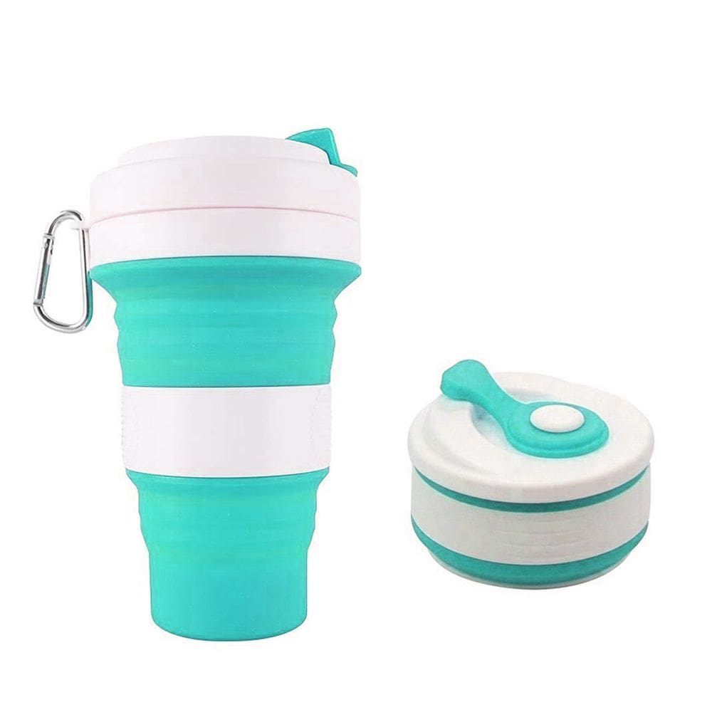 Copo Ecologico Retratil Silicone Grande Dobravel 550ml Cor:Verde Agua
