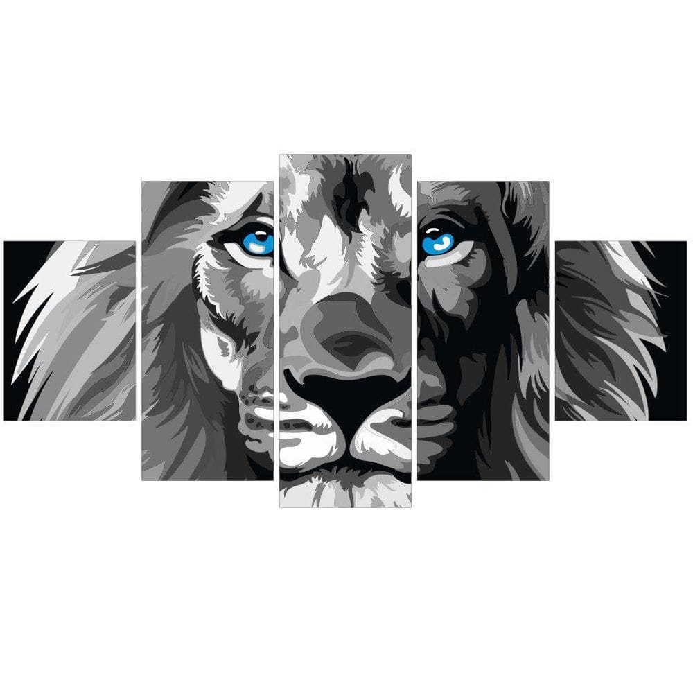 Quadros Decorativos Leao Cinza Olho Azul Sala Quarto Biblia