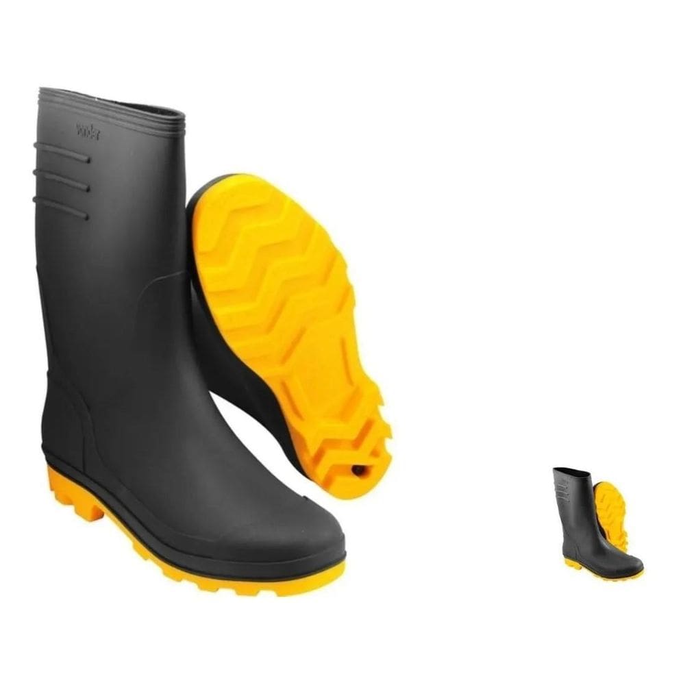 Bota Chuva Motoboy Jardim Limpeza Solado Amarelo Preta 39