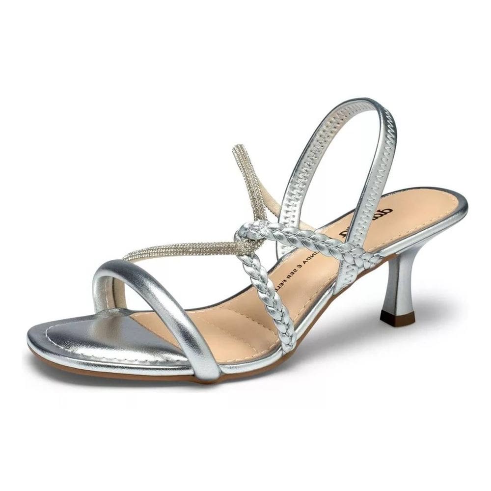 Sandalia Feminina Social Salto Taça Tiras em Strass Dakota