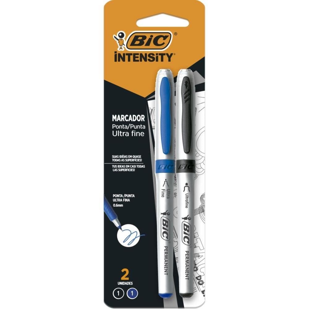 Pincel Marcador Permanente Marking Fine 0.6mm Az/pt - Bic