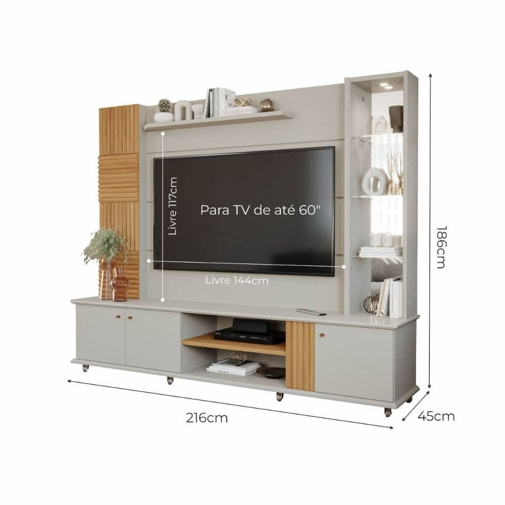 Estante Home p TV de até 60” Permobili Riviera MDF