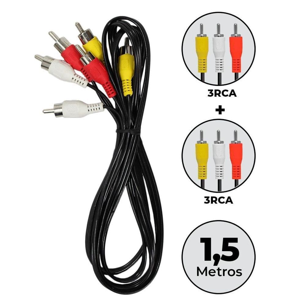 Cabo Av 3Rca X 3Rca 1,5M Vídeo Som Tv Tubo Conversor Dvd