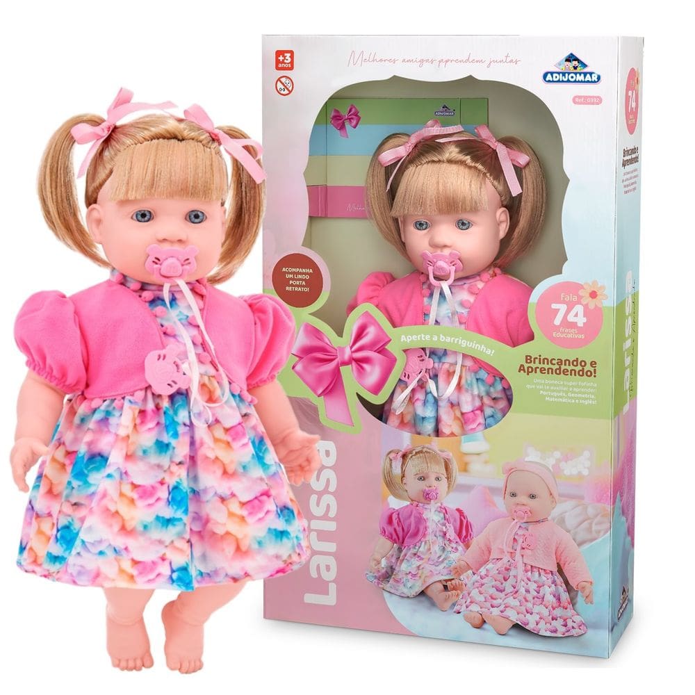 Boneca Larissa Fala 74 Frases Loira 48cm Brinquedo Infantil