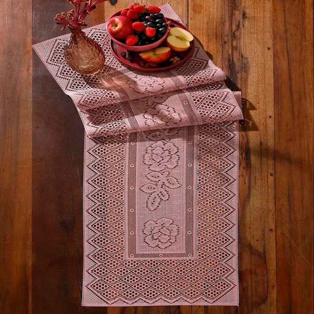 Trilho Para Mesa Interlar Renda 100% Poliéster Color 40cm X 150cm Rose