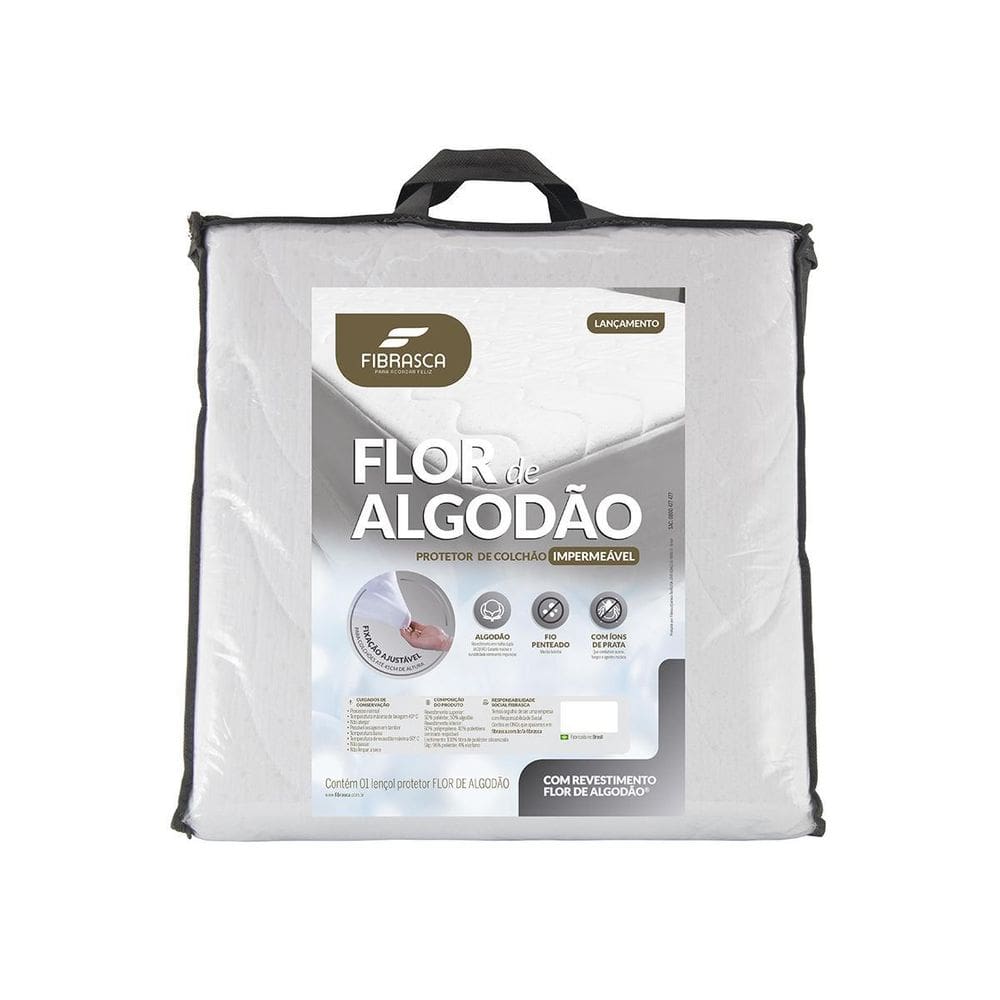 Protetor De Colchão Flor Algodão Impermeavel Queen Fibrasca