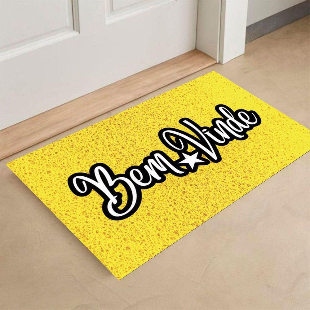 Tapete Amarelo Bem Vinde Pronome Neutro 60X40Cm