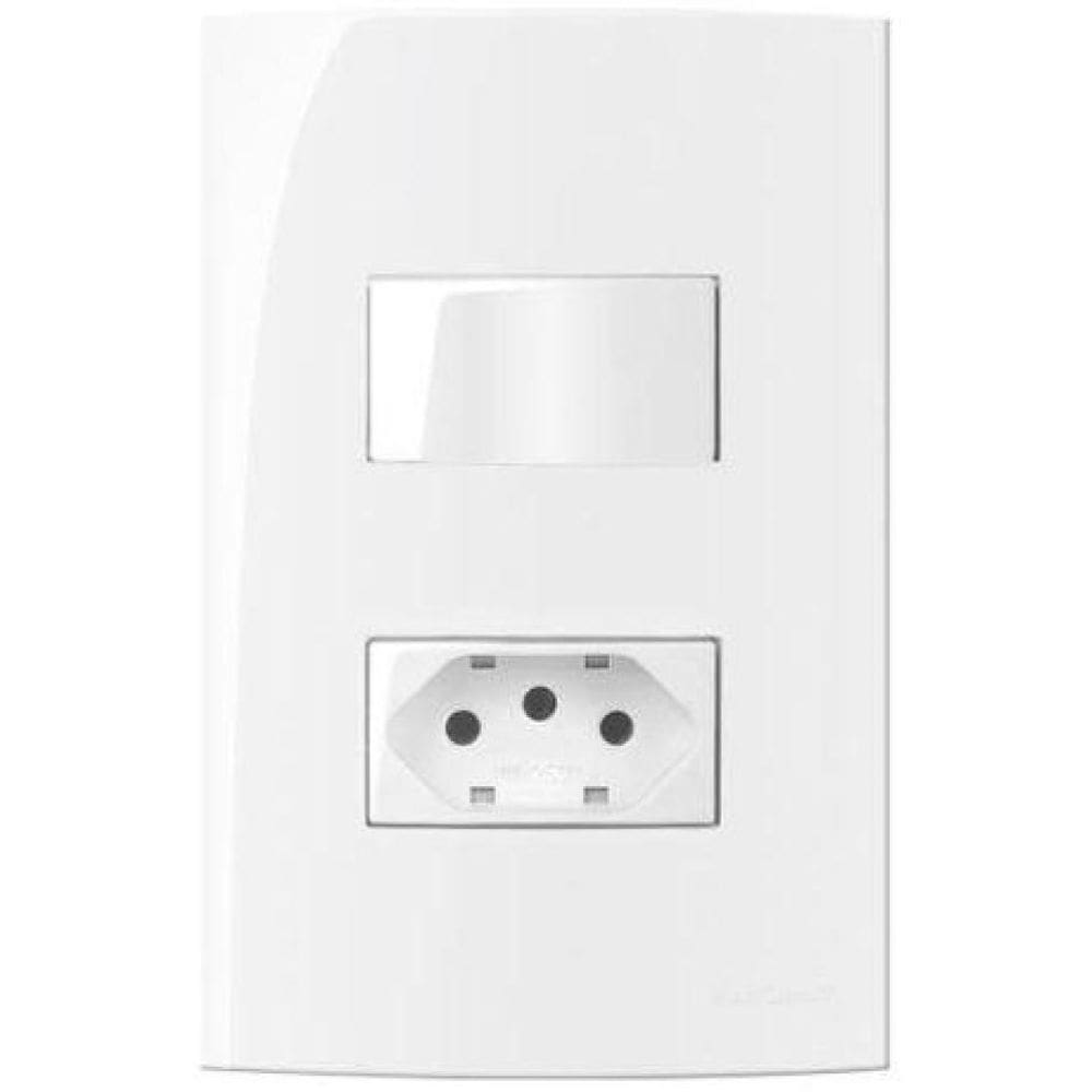 Conjunto 1 Tomada 2P+T 10A-250V +1 Interruptor Simples 4X2 M