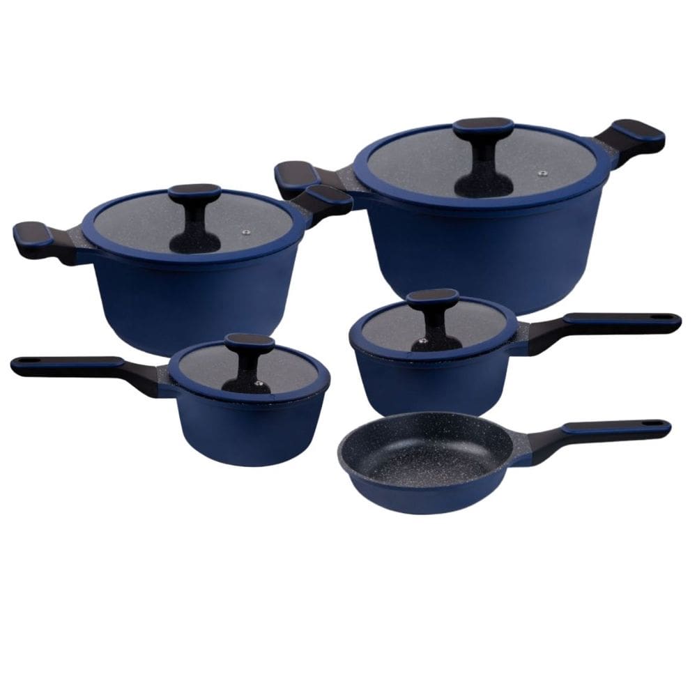 Jogo de Panelas Hercules Marine Revestimento Ceramico Indução 5 Peças Antiaderente Azul