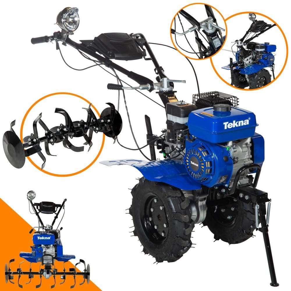 Micro Trator Tratorito Tipo Tobata À Gasolina Tekna TK90R Motor 4T 212cc 7HP Câmbio Com 3 Marchas, 24 Lâminas Cultivadoras e Rodas de Transporte