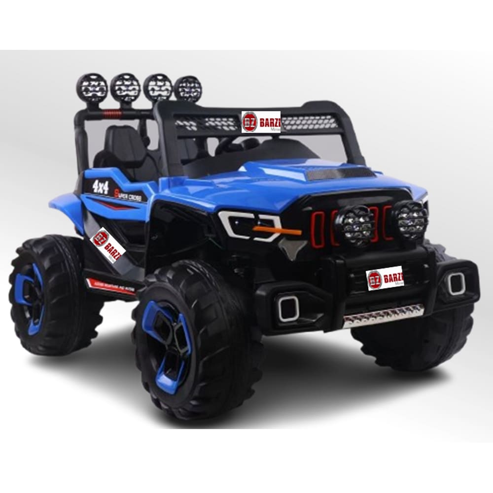 Carro Elétrico Jipe Elétrico Infantil 2 Lugares 12V 4 Motores Azul com Sons e Luzes BARZI MOTORS
