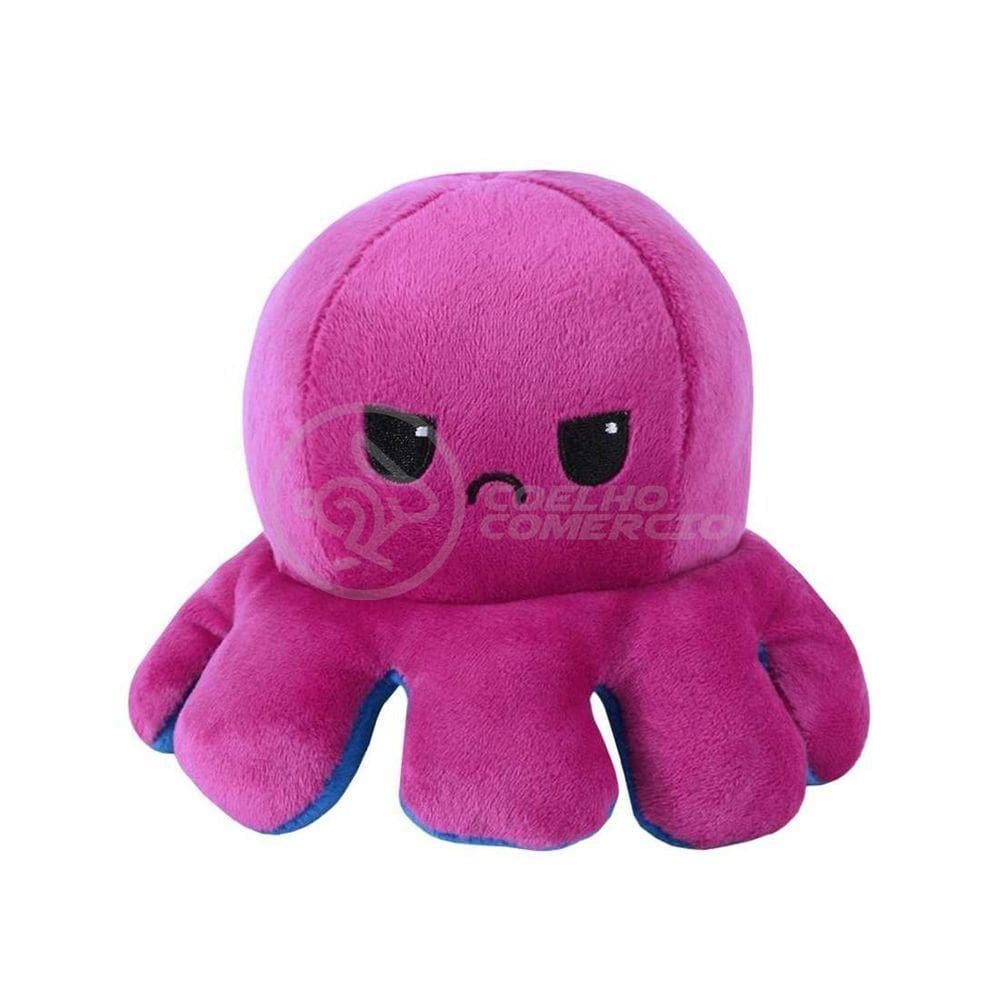 Polvo Reversível Bipolar De Pelúcia Humor Feliz E Bravo 2 Em 1 Tiktok Fofinho Macio - Azul E Roxo