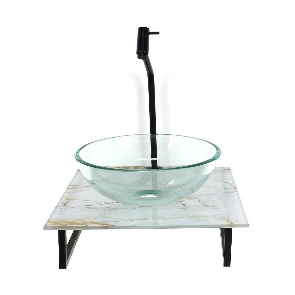 Kit Cuba Vidro Redonda 10Mm Incolor Tampo Vidro 40Cm X 40Cm