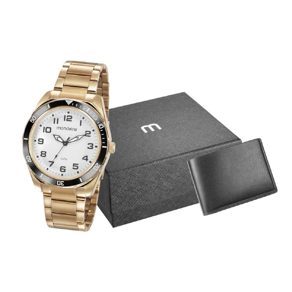 Relógio Mondaine Masculino KIT 53768GPMVDE3K2 Dourado