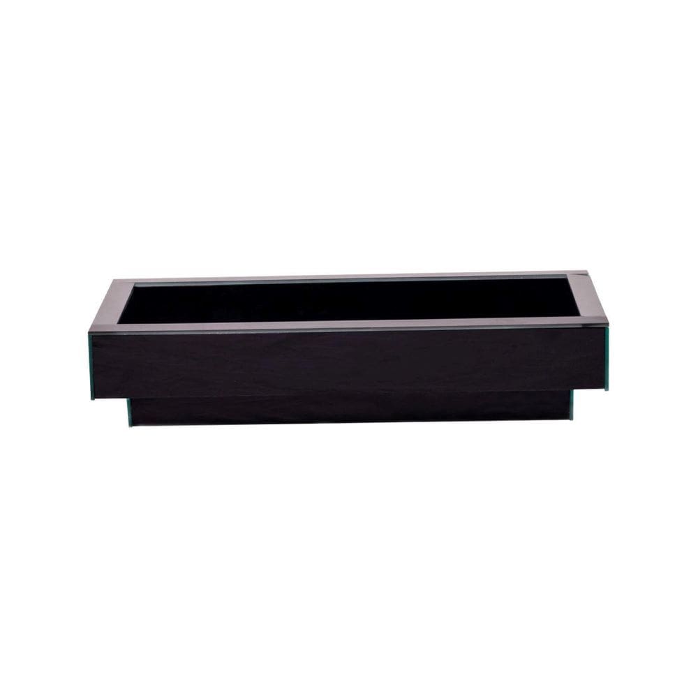 Bandeja Vidro Preto Decoração 50X30 Inova Decor