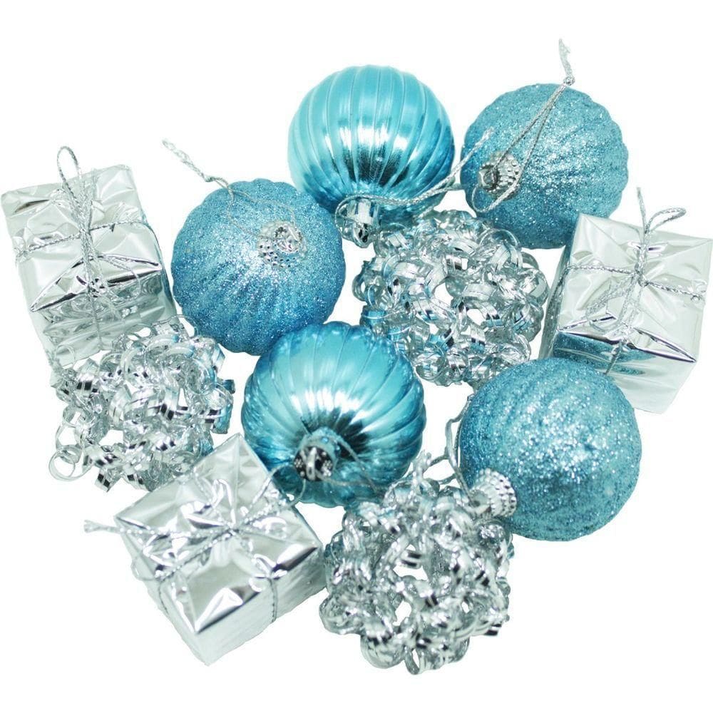 Kit 55 Peças Tubo Natalino Enfeite árvore De Natal Azul 5cm