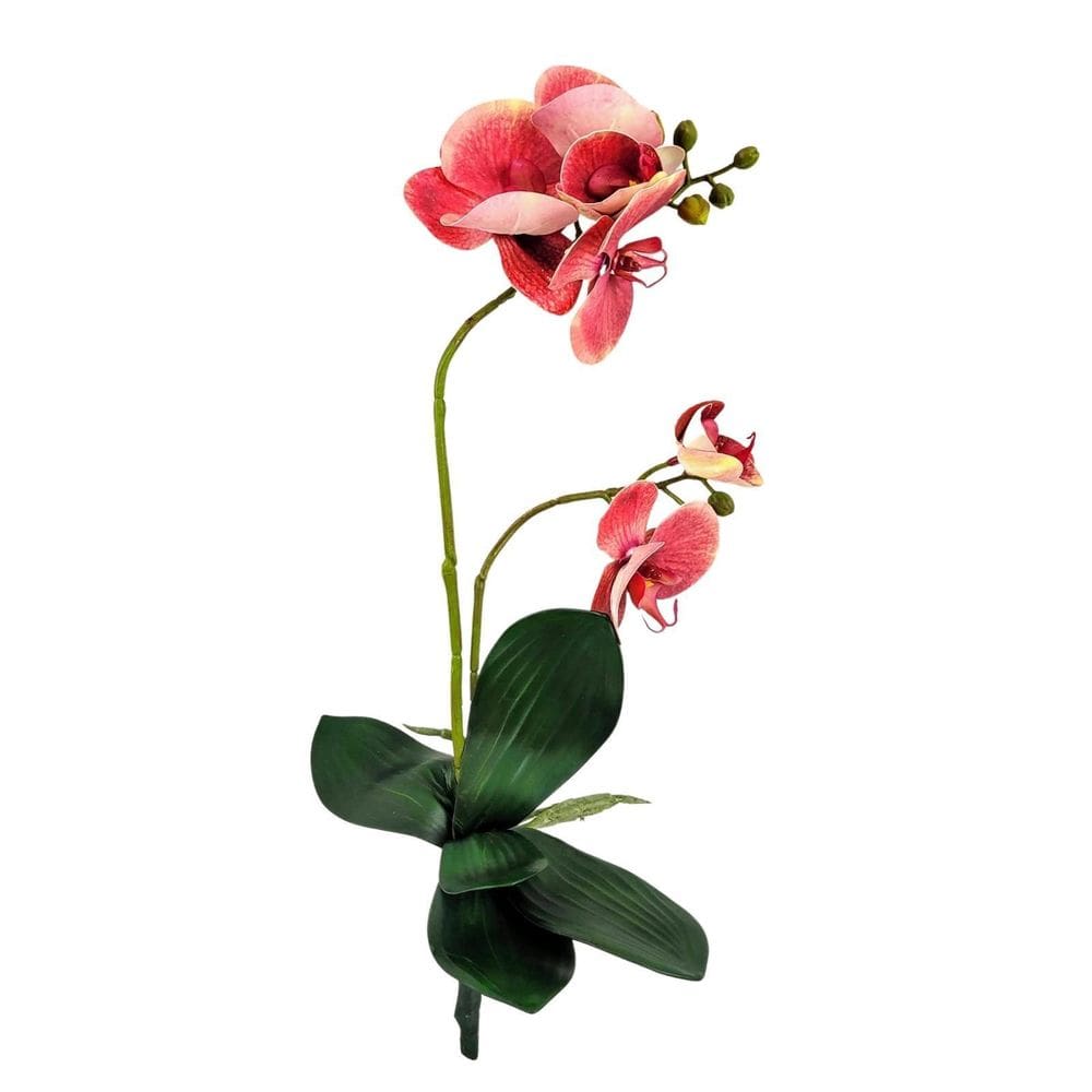 Orquídea Vermelha 3D 47X14X10Cm Planta Artificial Toque Real
